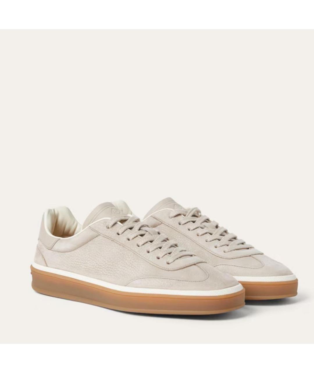 LORO PIANA Бежевые кожаные кеды, фото 2