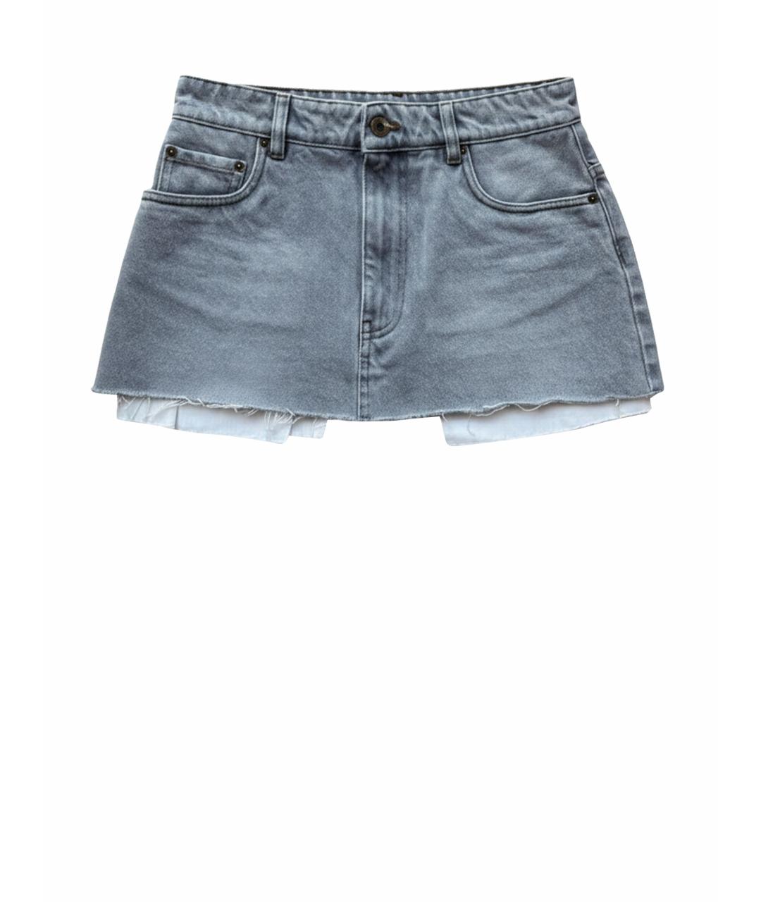 MIU MIU Серая деним юбка мини, фото 1