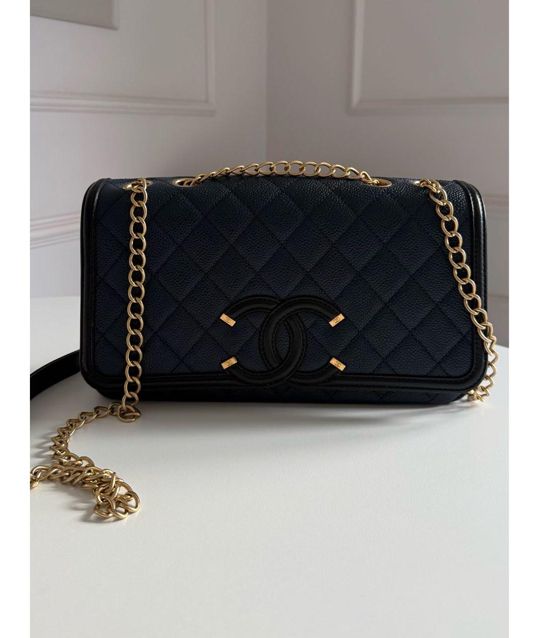 CHANEL Темно-синяя кожаная сумка через плечо, фото 8