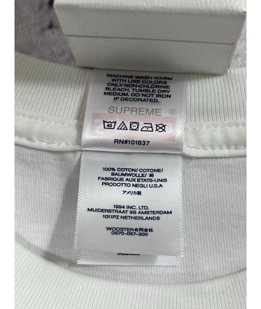 SUPREME Белая хлопковая футболка, фото 6