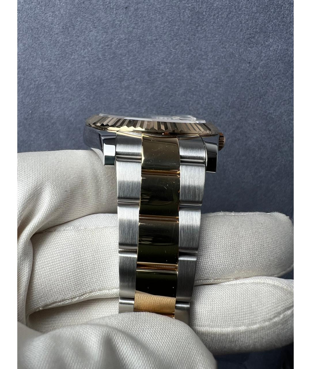 ROLEX Черные часы из желтого золота, фото 7