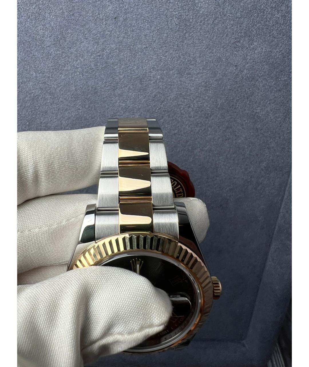 ROLEX Черные часы из желтого золота, фото 8