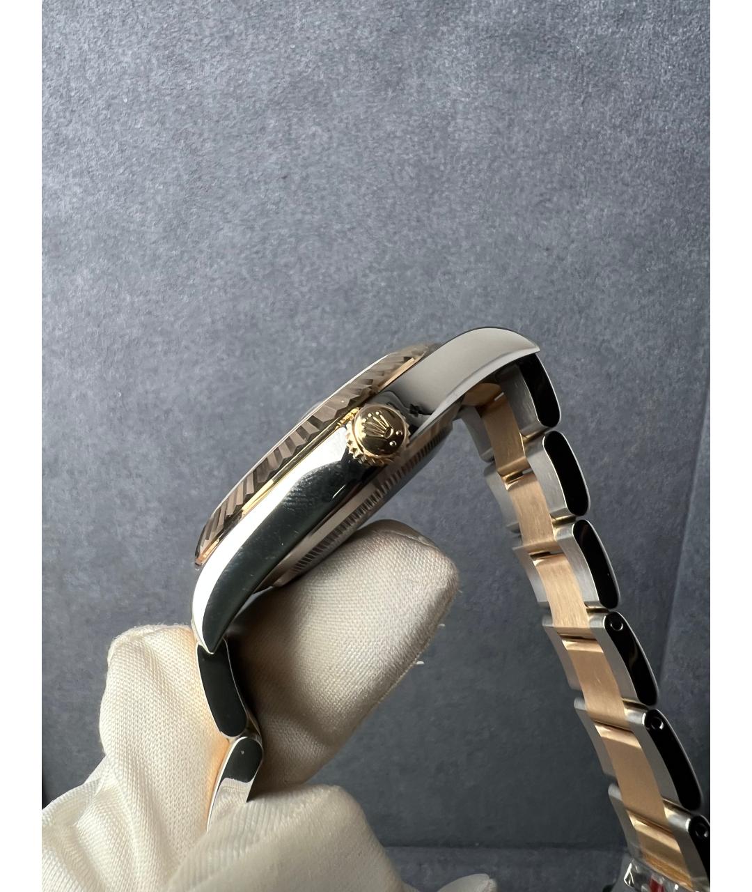 ROLEX Черные часы из желтого золота, фото 6