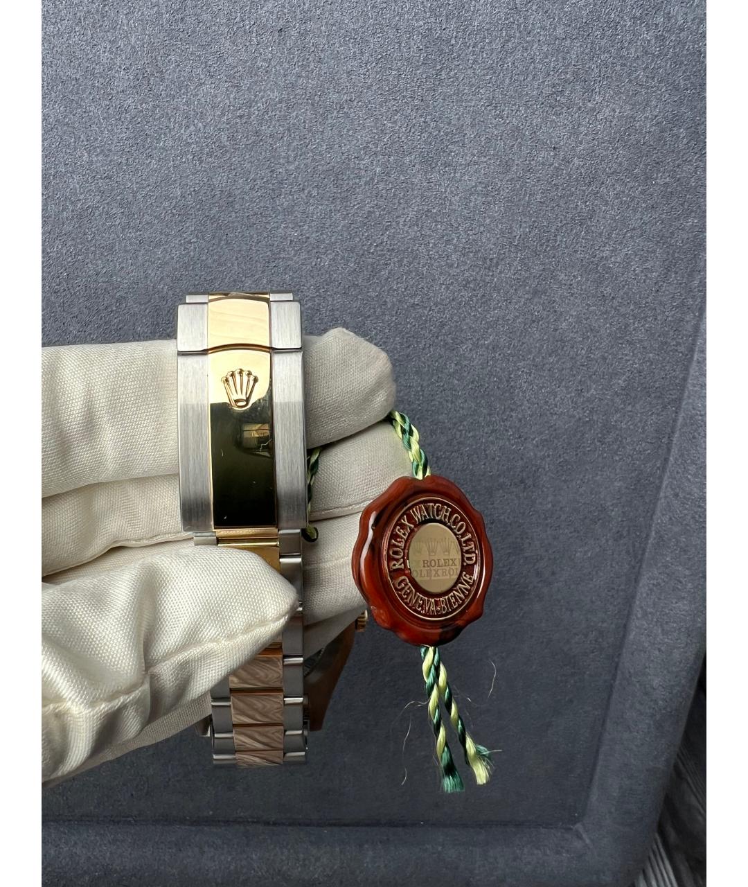 ROLEX Черные часы из желтого золота, фото 9