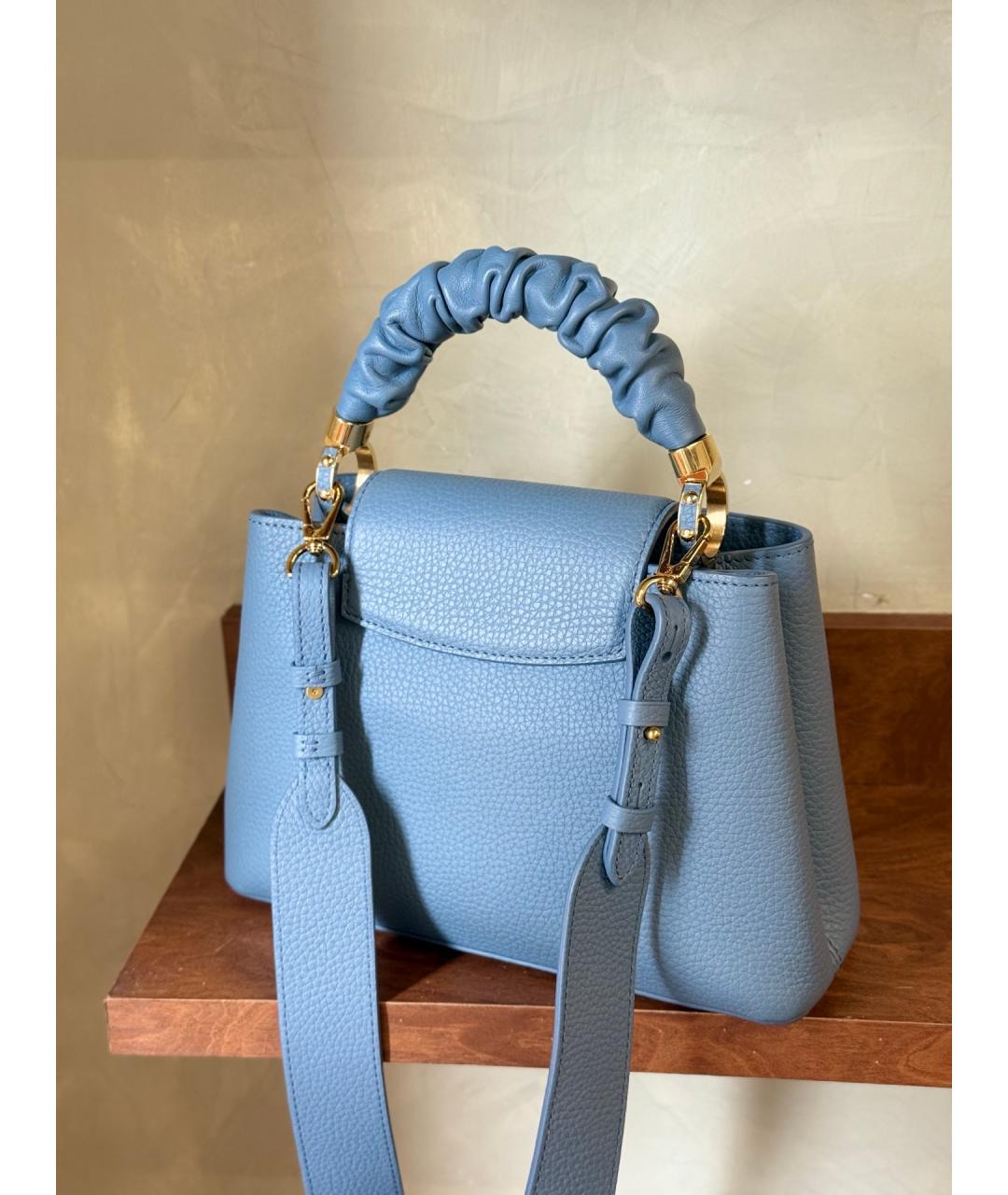 LOUIS VUITTON Голубая кожаная сумка через плечо, фото 7