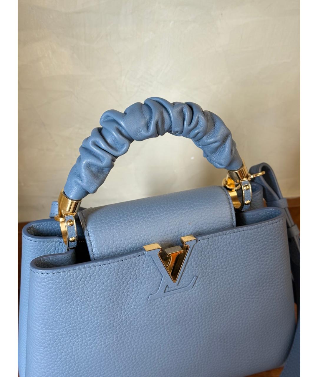 LOUIS VUITTON Голубая кожаная сумка через плечо, фото 3