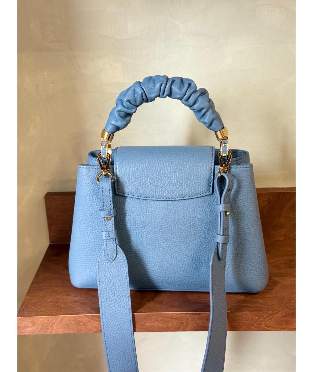 LOUIS VUITTON Голубая кожаная сумка через плечо, фото 6