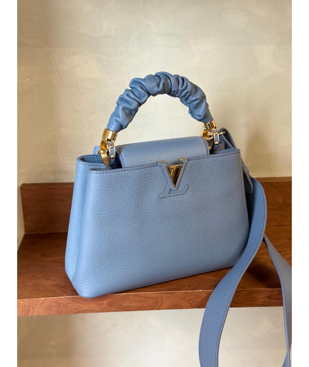 LOUIS VUITTON Голубая кожаная сумка через плечо, фото 4