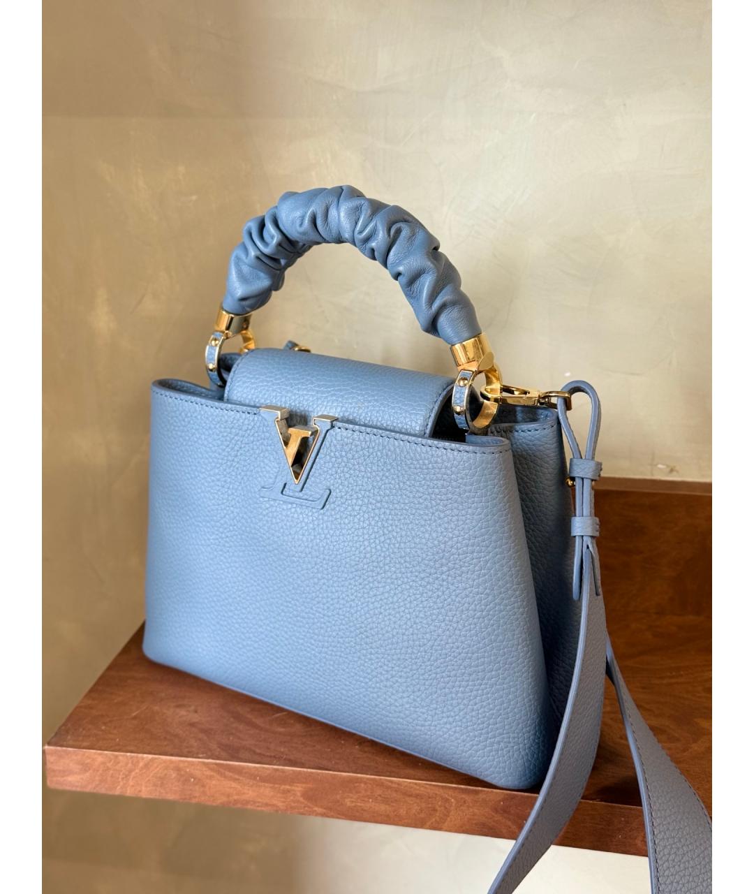 LOUIS VUITTON Голубая кожаная сумка через плечо, фото 5