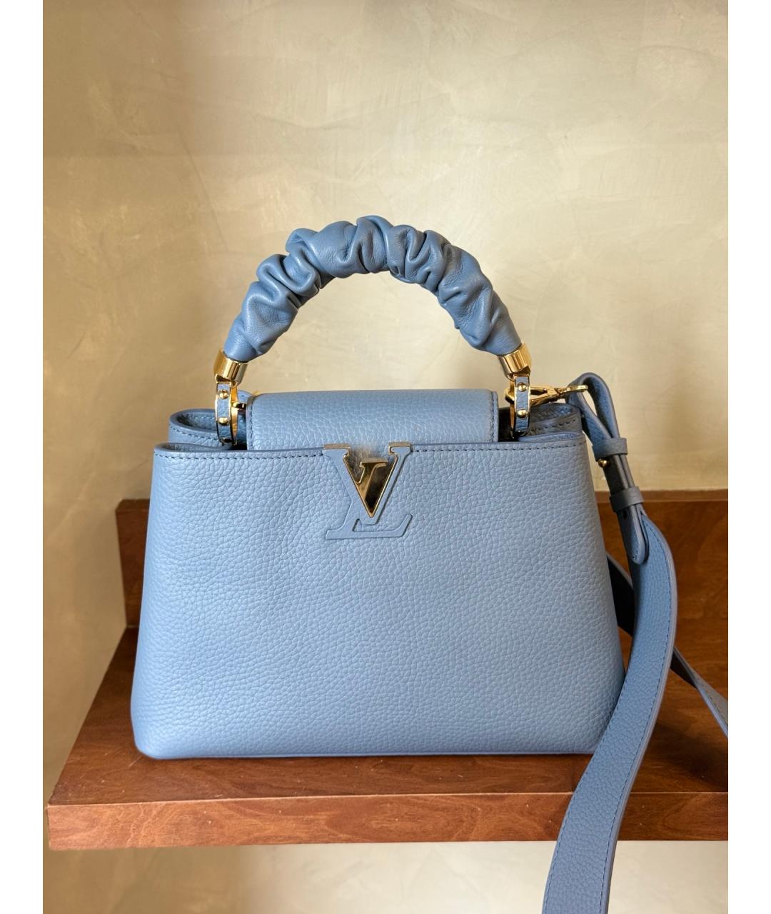 LOUIS VUITTON Голубая кожаная сумка через плечо, фото 10