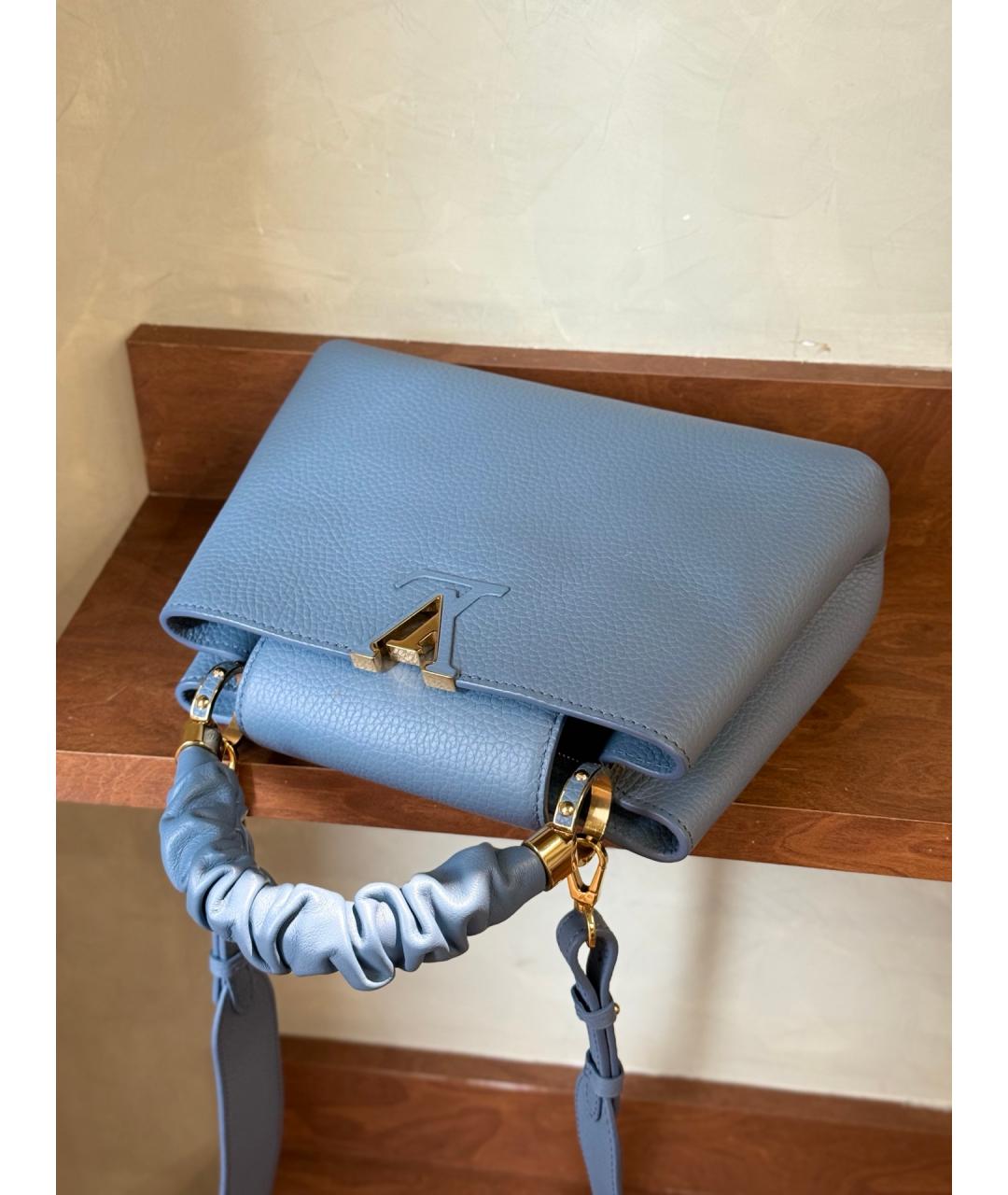 LOUIS VUITTON Голубая кожаная сумка через плечо, фото 9