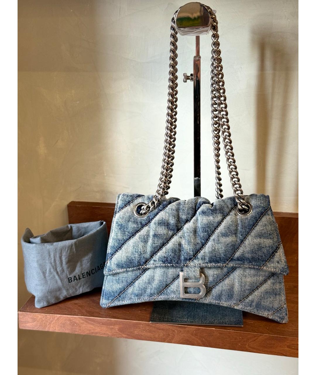 BALENCIAGA Голубая деним сумка через плечо, фото 10