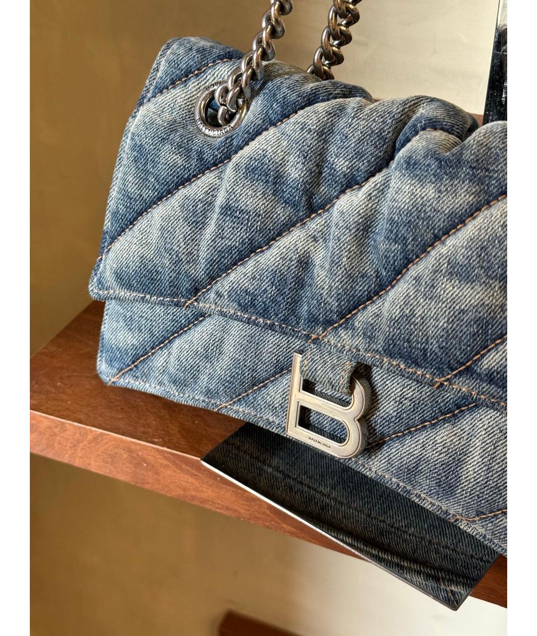 BALENCIAGA Голубая деним сумка через плечо, фото 4