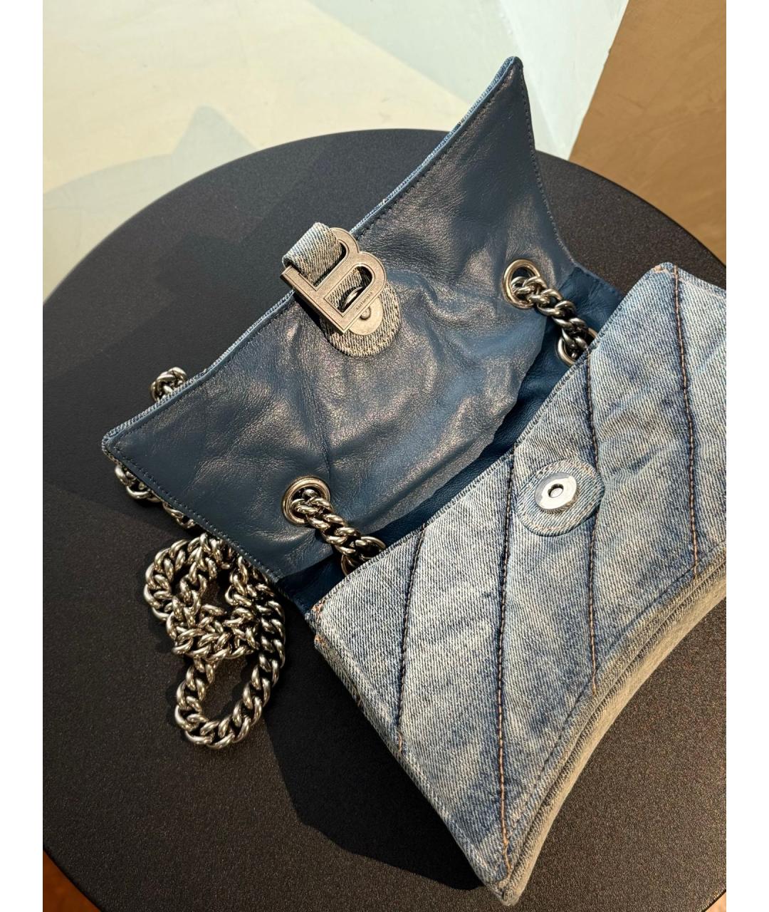 BALENCIAGA Голубая деним сумка через плечо, фото 9