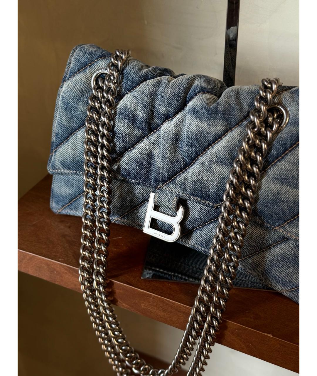 BALENCIAGA Голубая деним сумка через плечо, фото 6