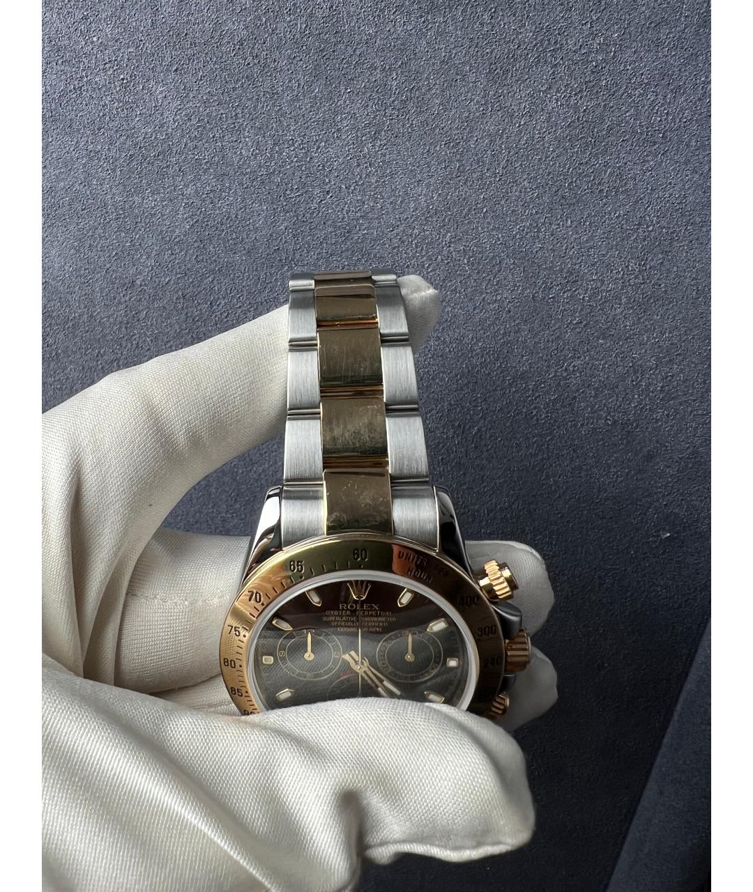 ROLEX Черные часы из желтого золота, фото 7