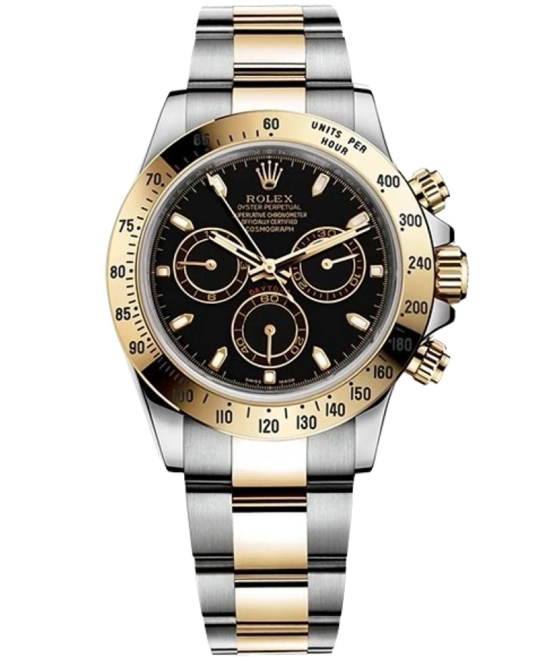 ROLEX Черные часы из желтого золота, фото 1