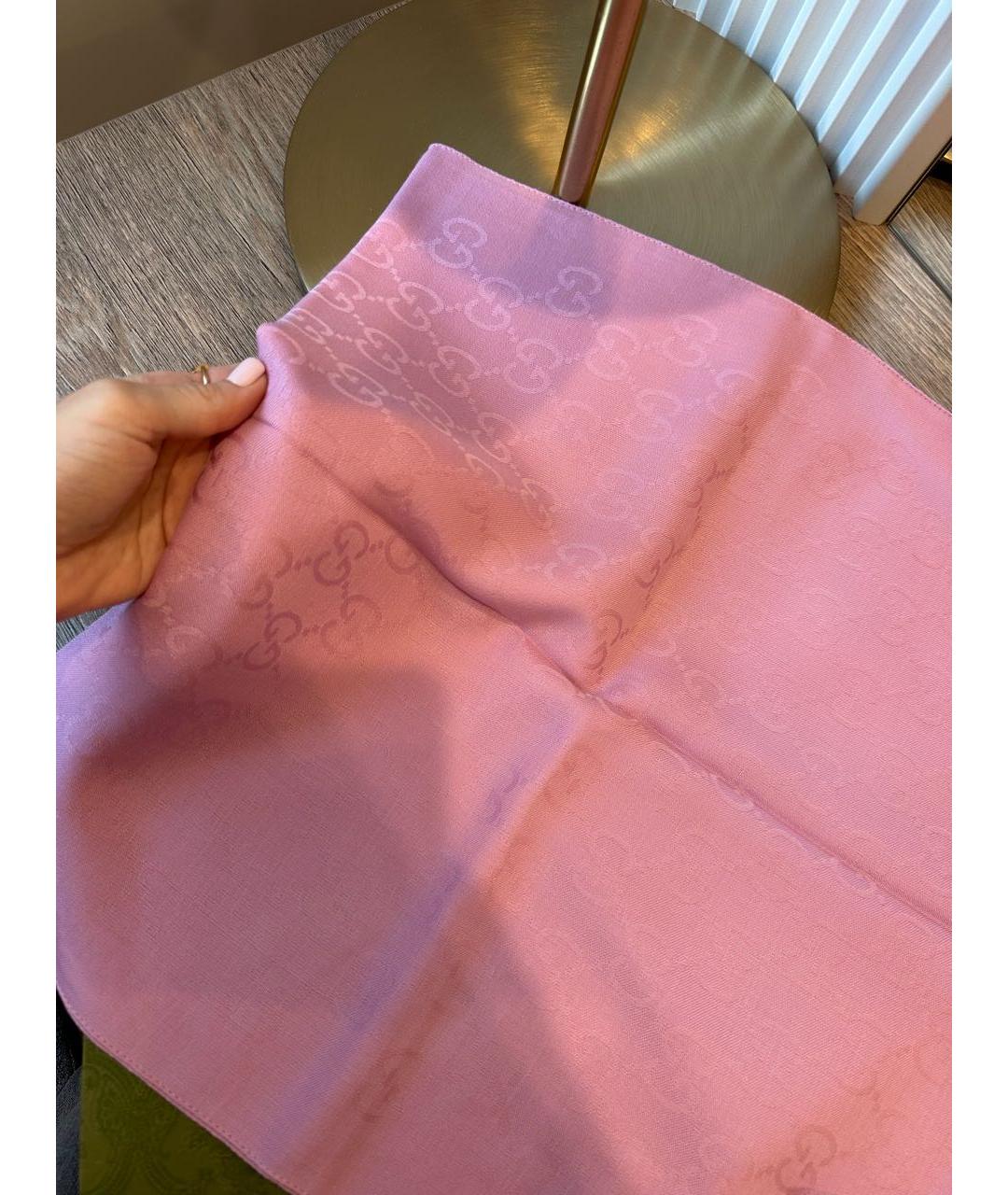 GUCCI Розовый шерстяной платок, фото 8
