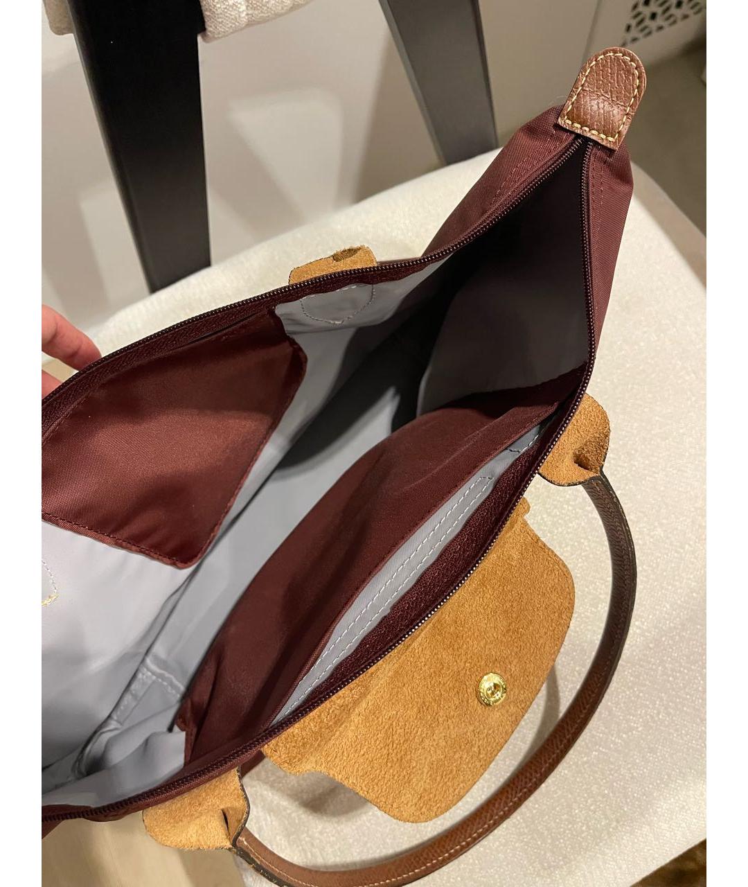 LONGCHAMP Бордовая кожаная сумка с короткими ручками, фото 4