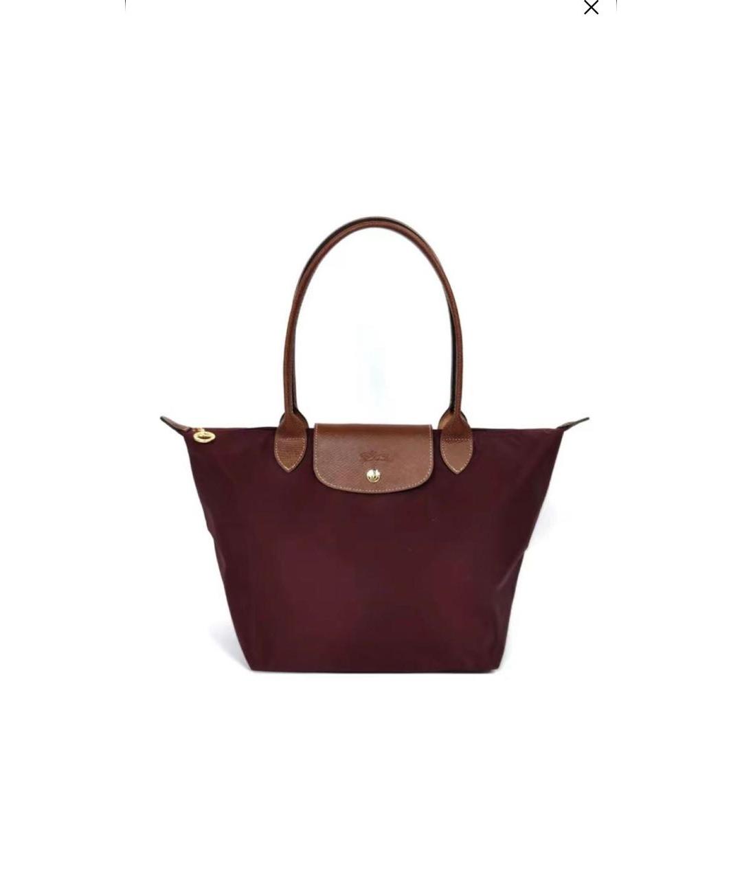 LONGCHAMP Бордовая кожаная сумка с короткими ручками, фото 5