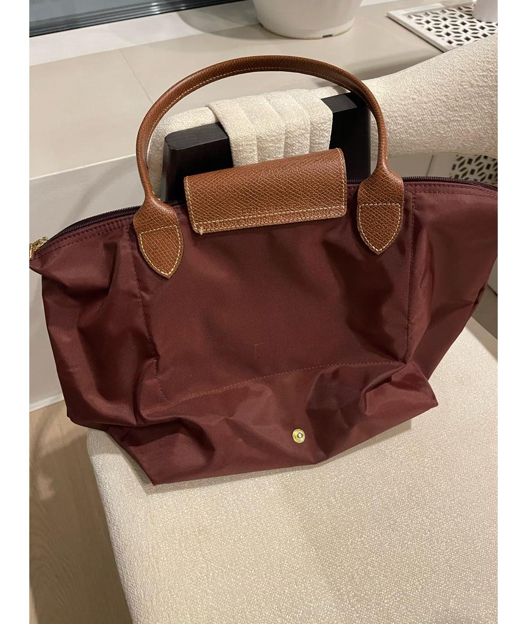 LONGCHAMP Бордовая кожаная сумка с короткими ручками, фото 3