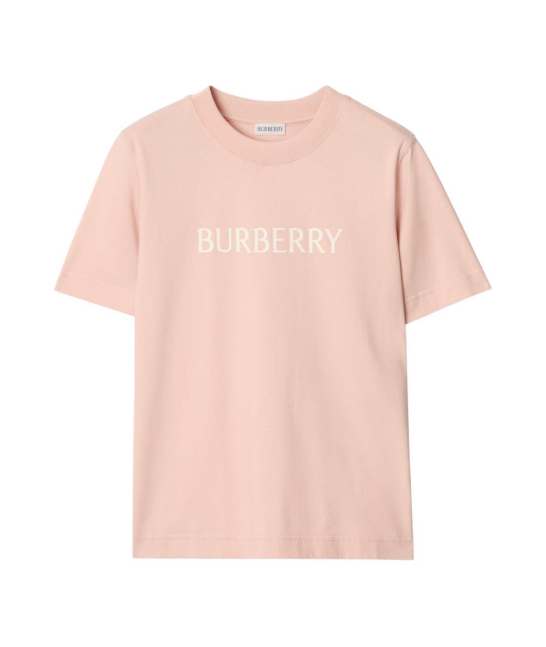 BURBERRY Розовая хлопковая футболка, фото 1