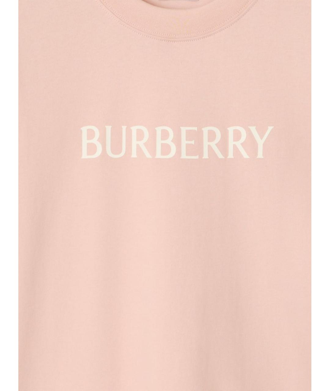 BURBERRY Розовая хлопковая футболка, фото 3