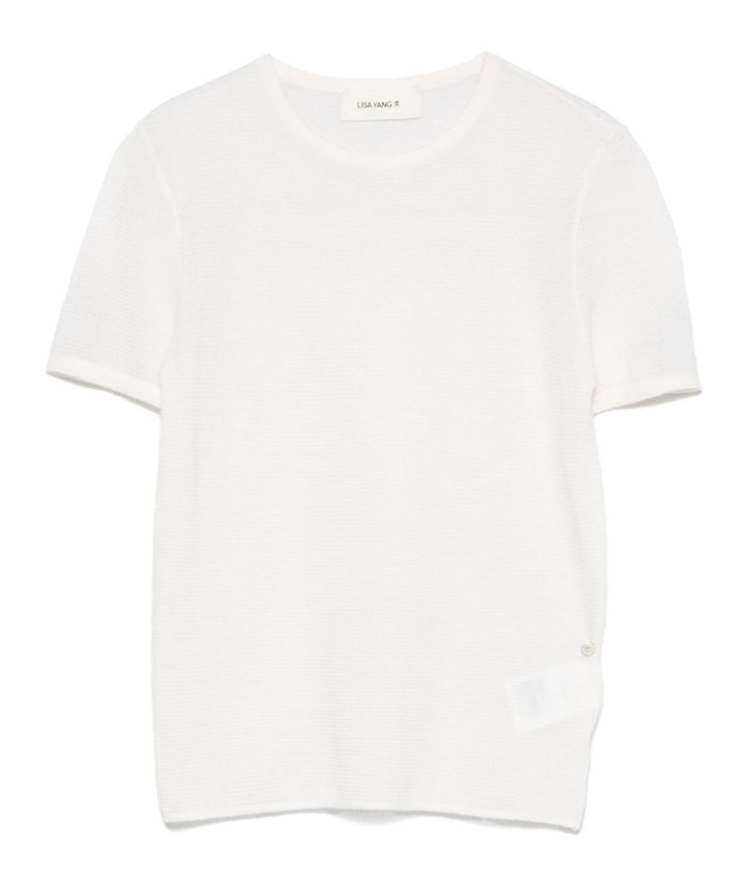 LISA YANG Белая кашемировая футболка, фото 1