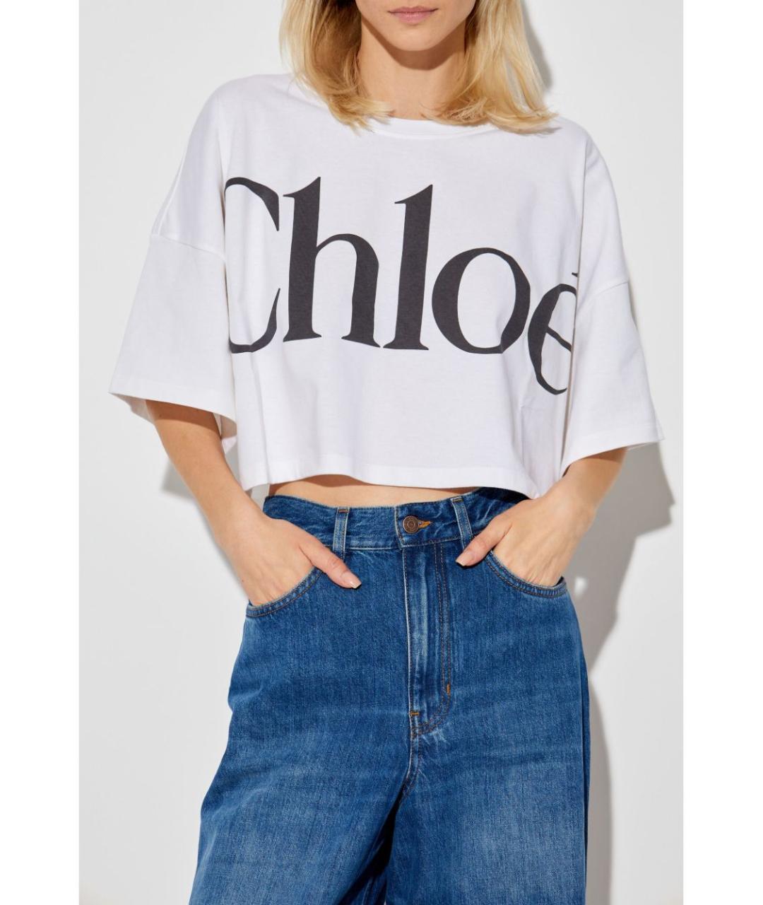 CHLOE Белая хлопковая футболка, фото 2