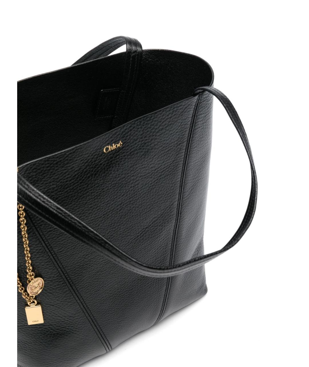 CHLOE Черная кожаная сумка тоут, фото 4
