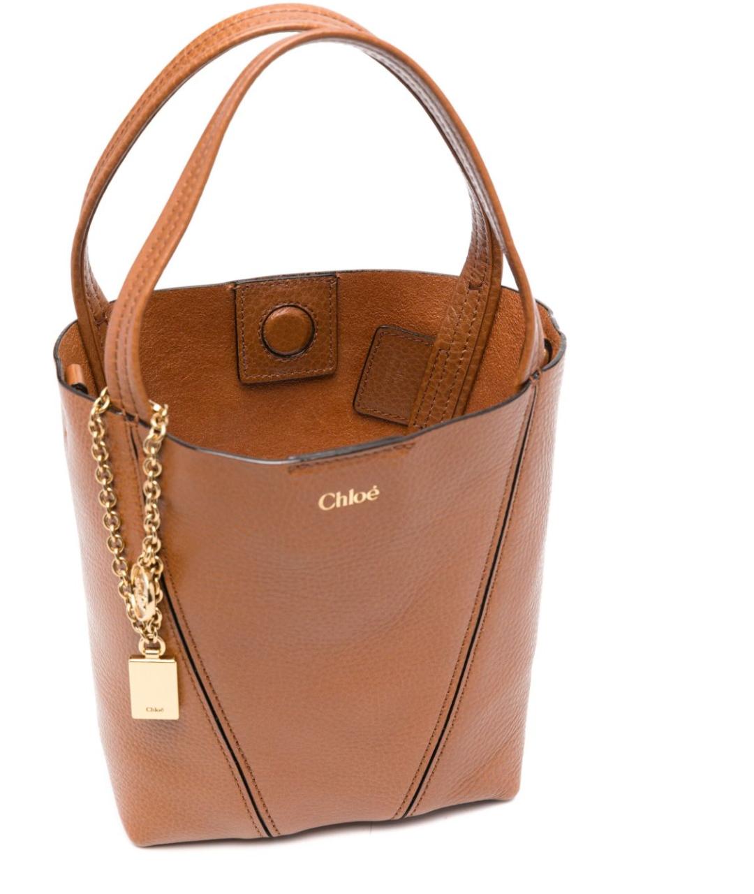 CHLOE Коричневая кожаная сумка тоут, фото 5