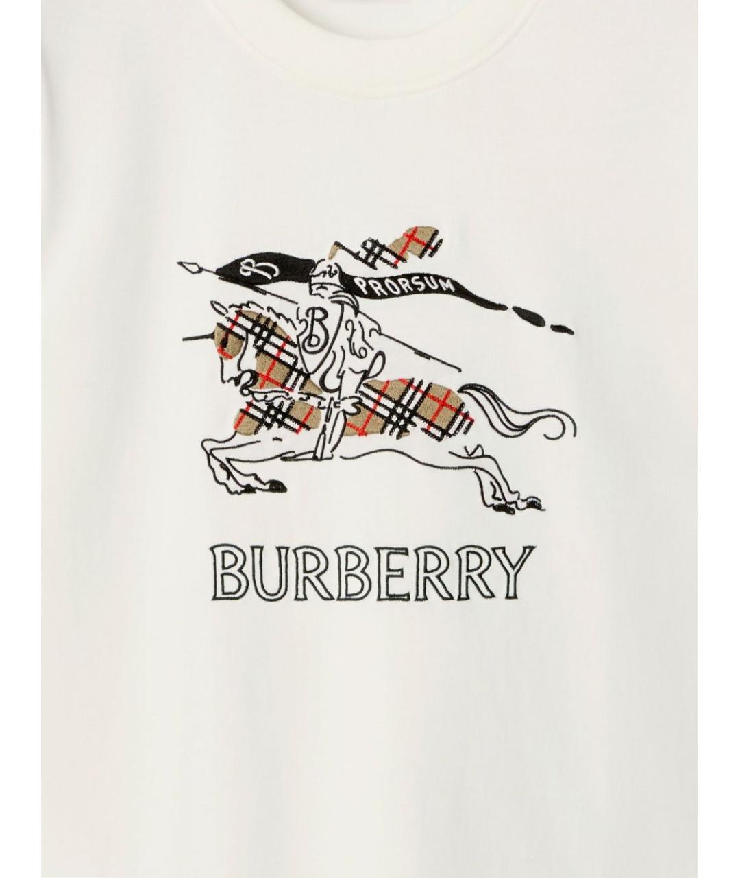 BURBERRY Белая хлопковая футболка, фото 2
