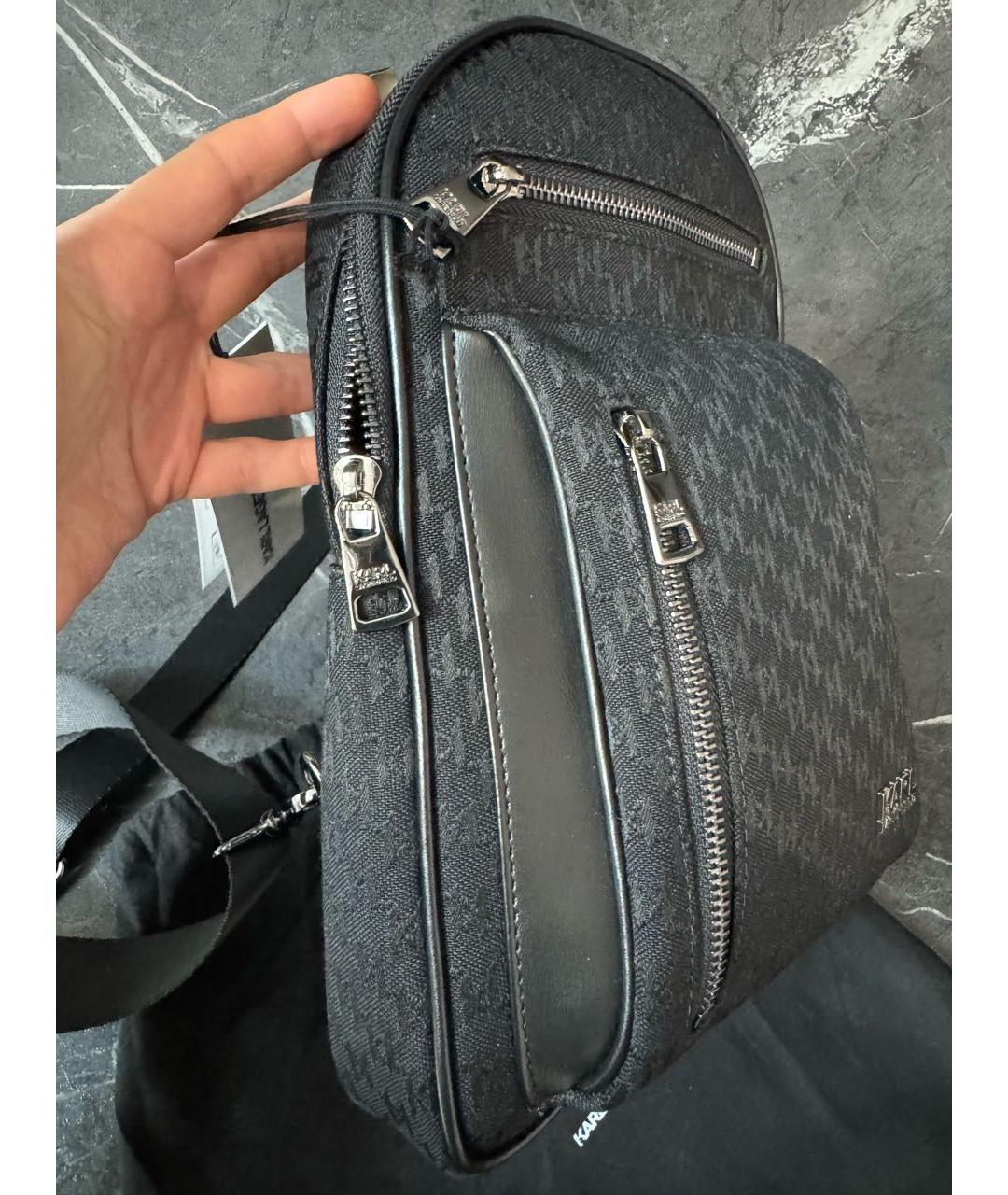 KARL LAGERFELD Черная тканевая сумка на плечо, фото 6