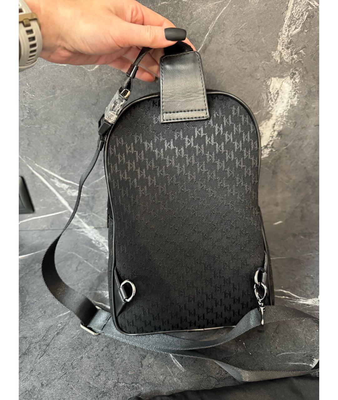 KARL LAGERFELD Черная тканевая сумка на плечо, фото 3