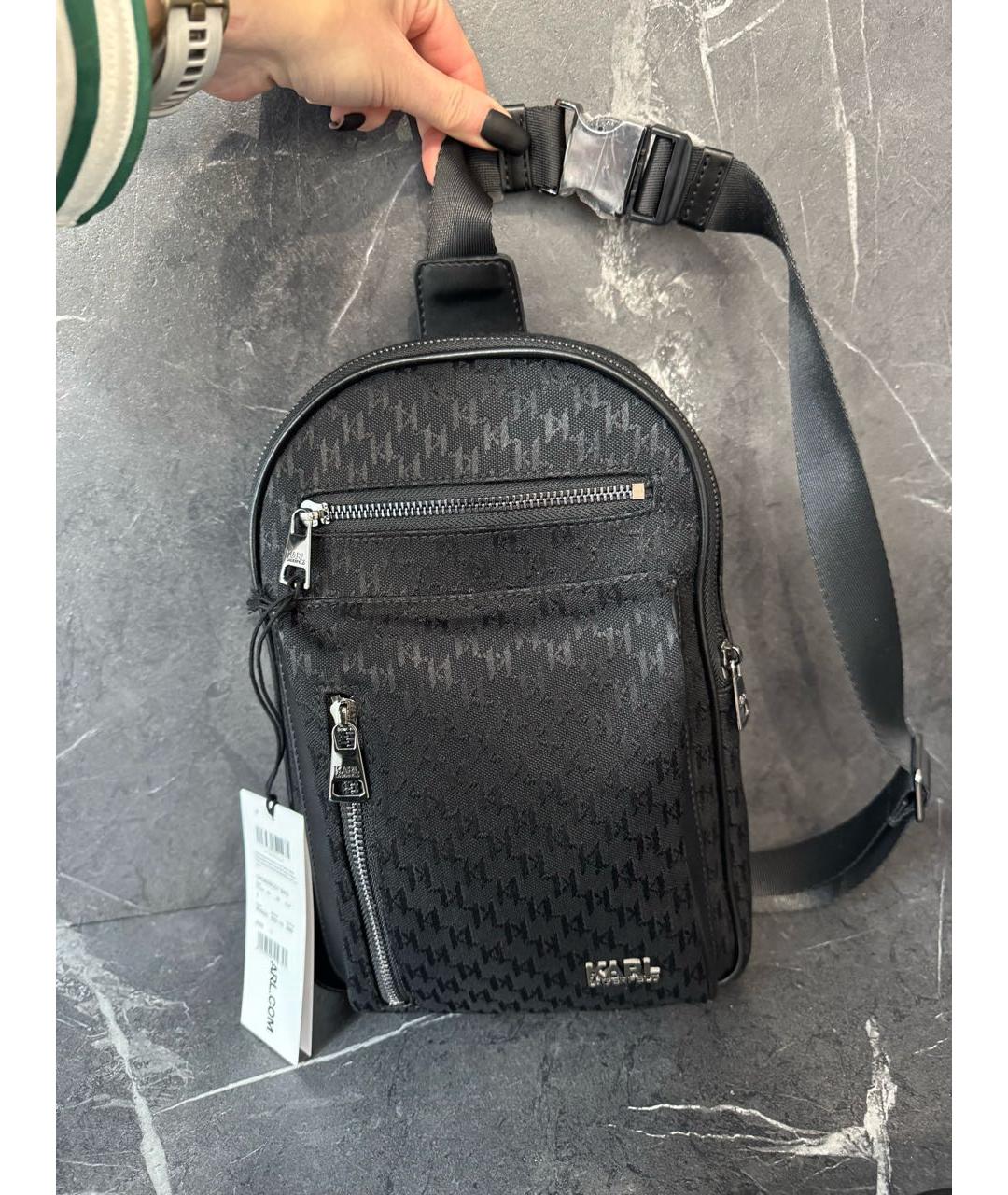 KARL LAGERFELD Черная тканевая сумка на плечо, фото 9