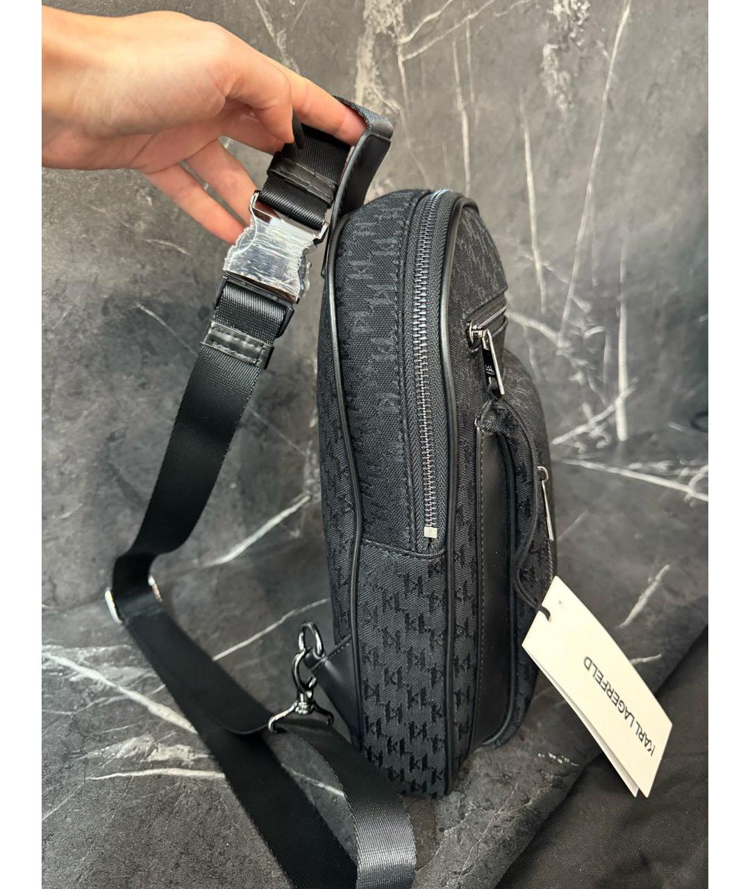 KARL LAGERFELD Черная тканевая сумка на плечо, фото 2