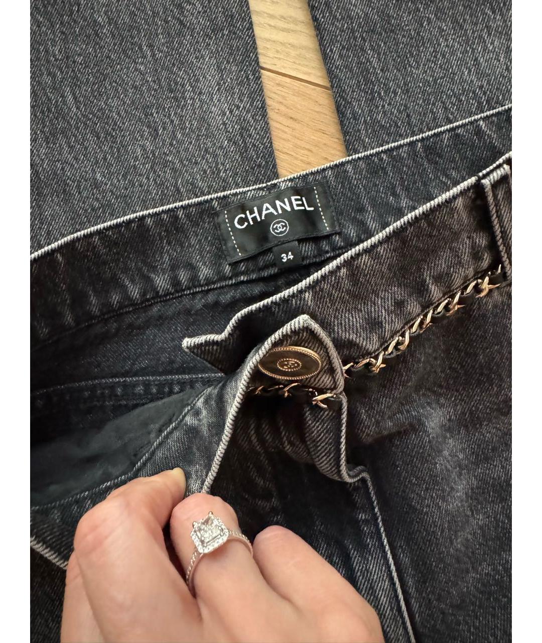 CHANEL Черные хлопковые прямые джинсы, фото 3