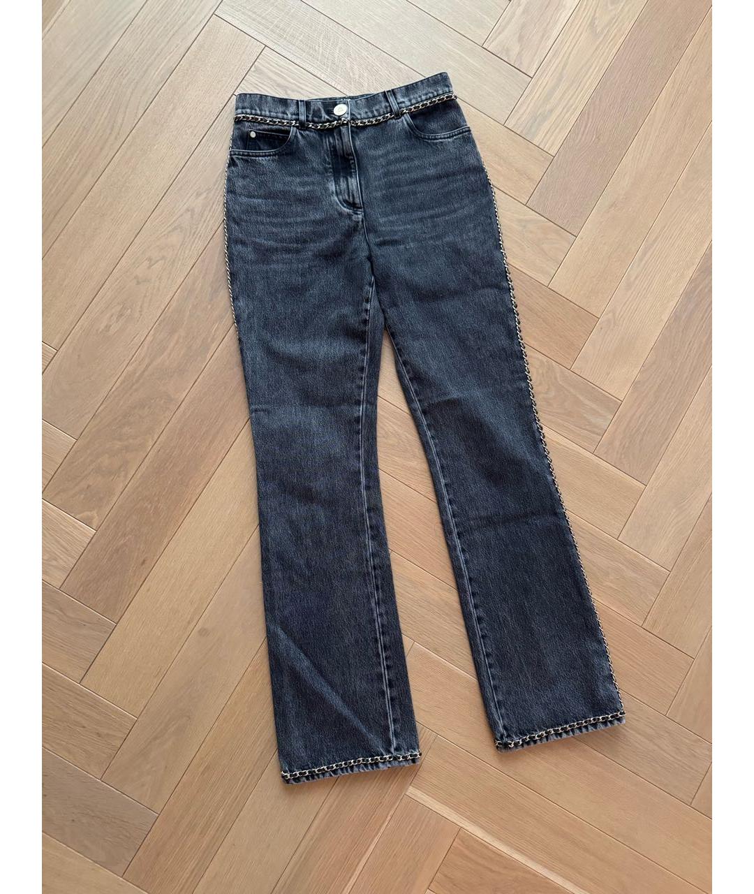 CHANEL Черные хлопковые прямые джинсы, фото 6