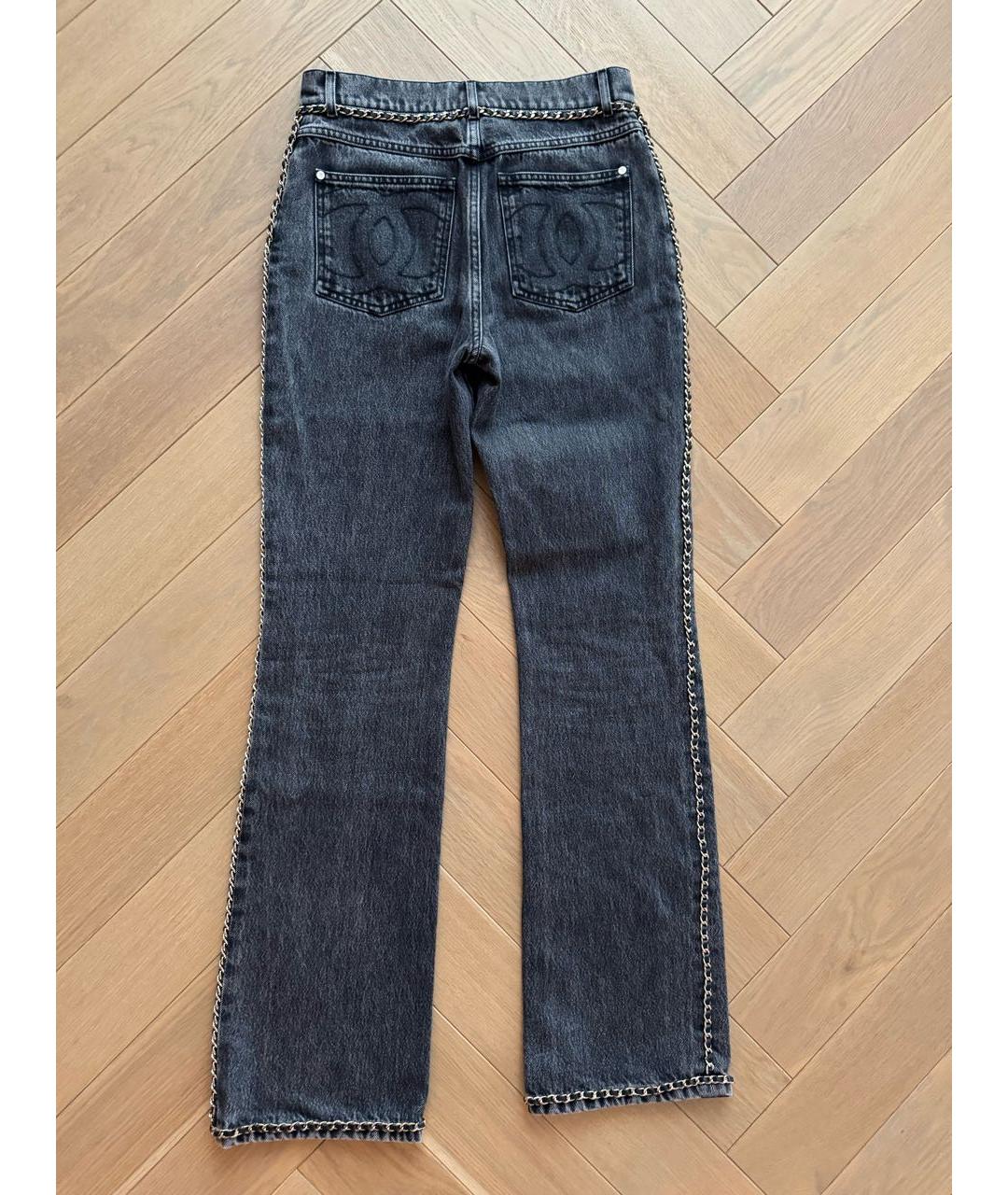 CHANEL Черные хлопковые прямые джинсы, фото 2