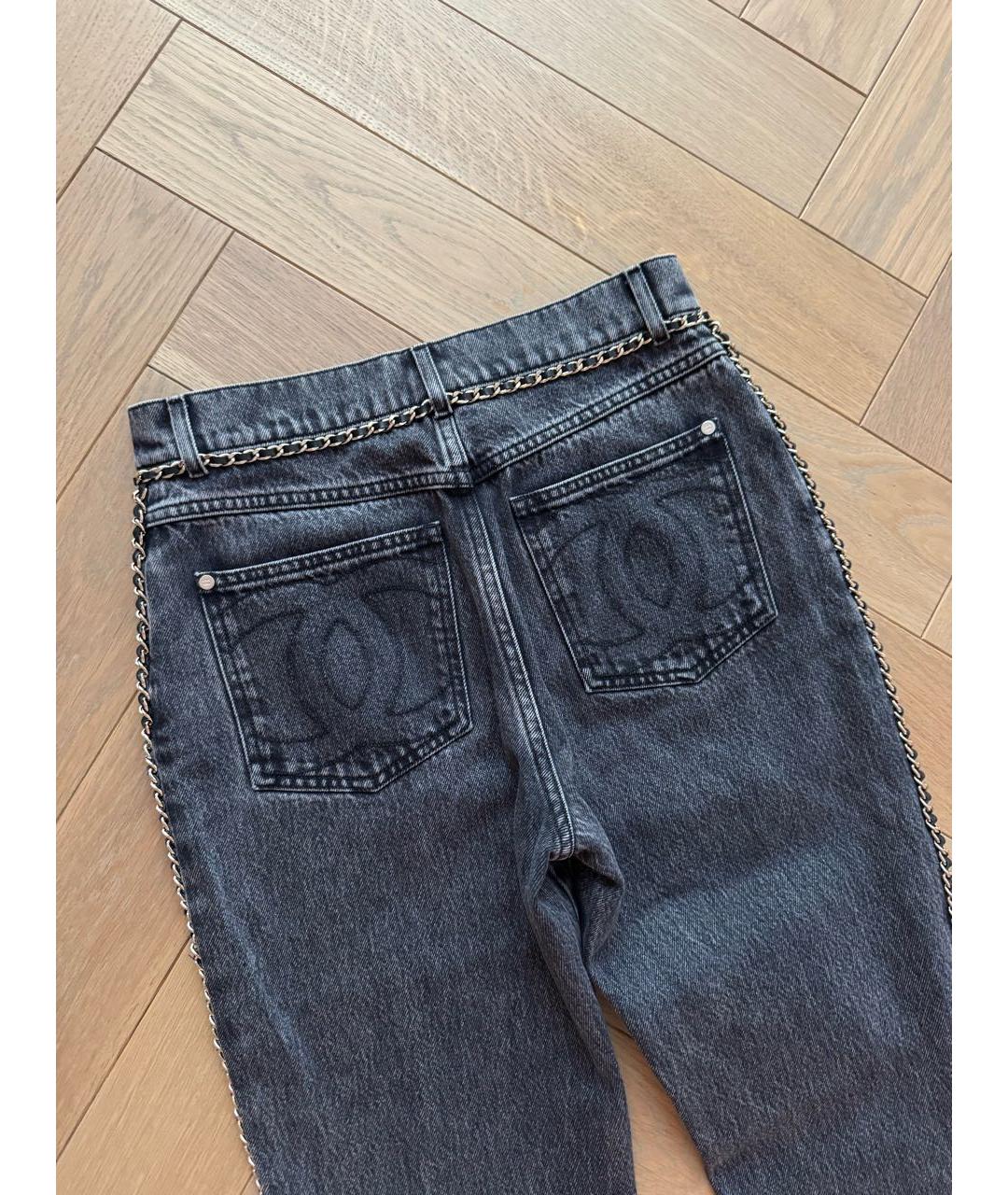 CHANEL Черные хлопковые прямые джинсы, фото 5