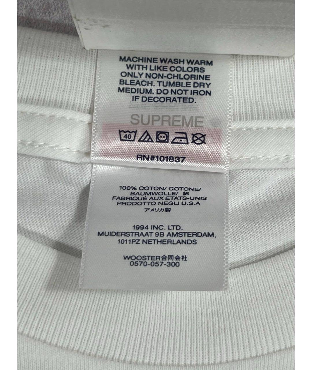 SUPREME Белая хлопковая футболка, фото 5