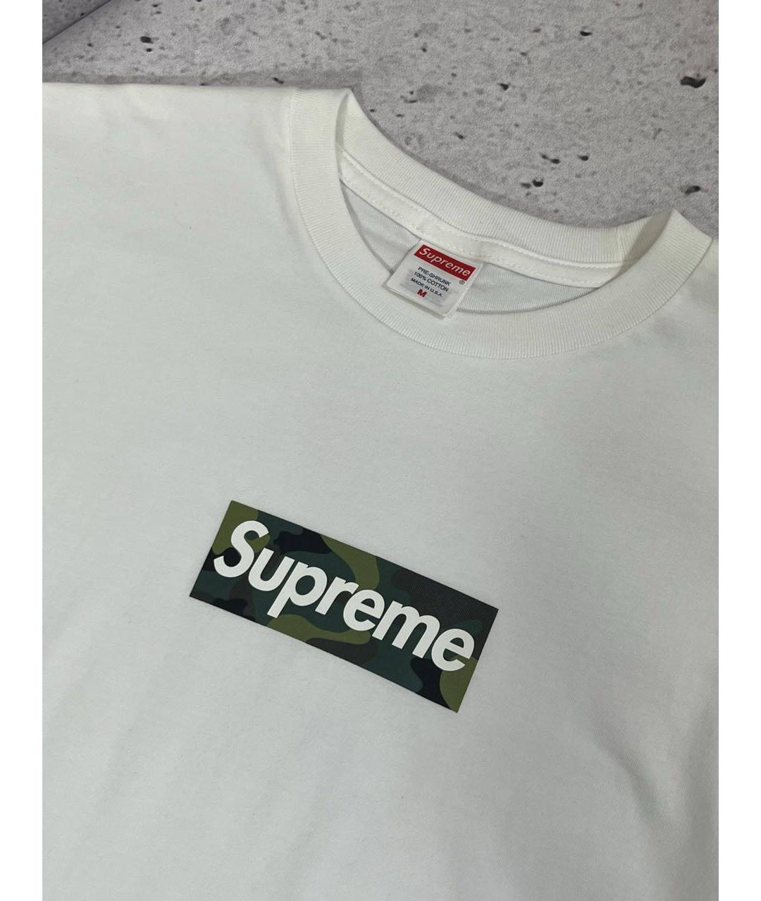 SUPREME Белая хлопковая футболка, фото 4