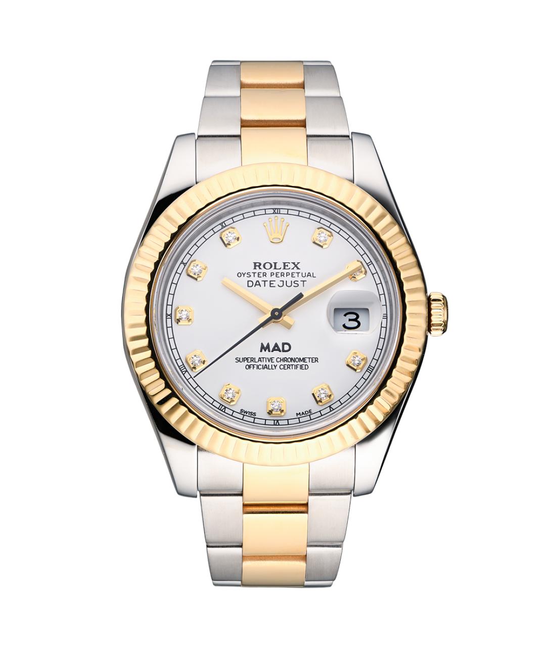 ROLEX Белые часы из желтого золота, фото 1