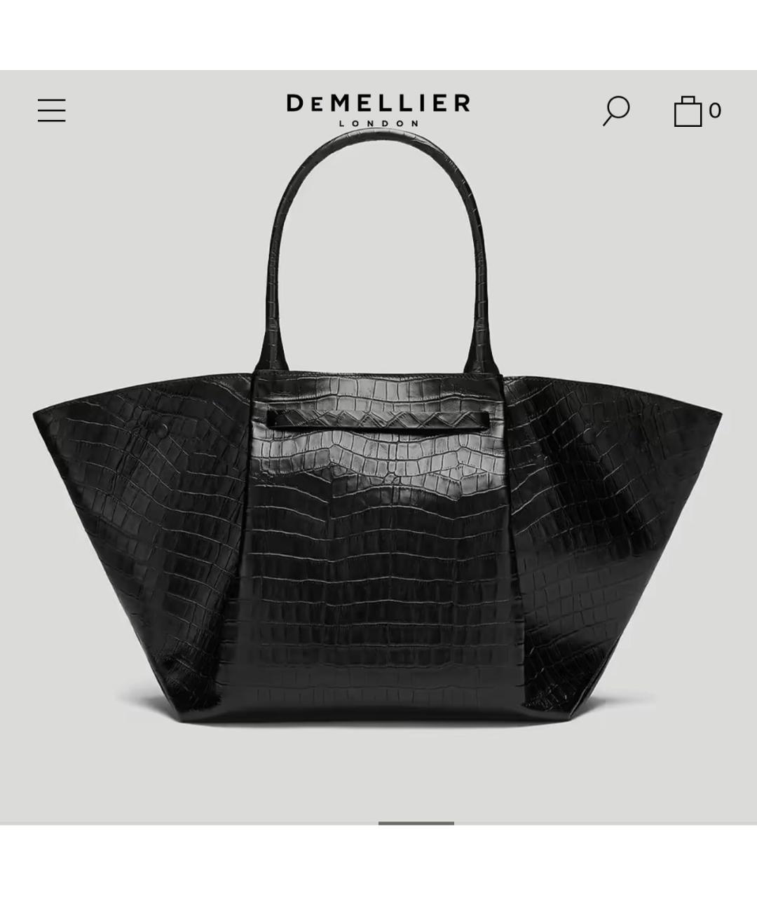 DEMELLIER Черная кожаная сумка тоут, фото 3