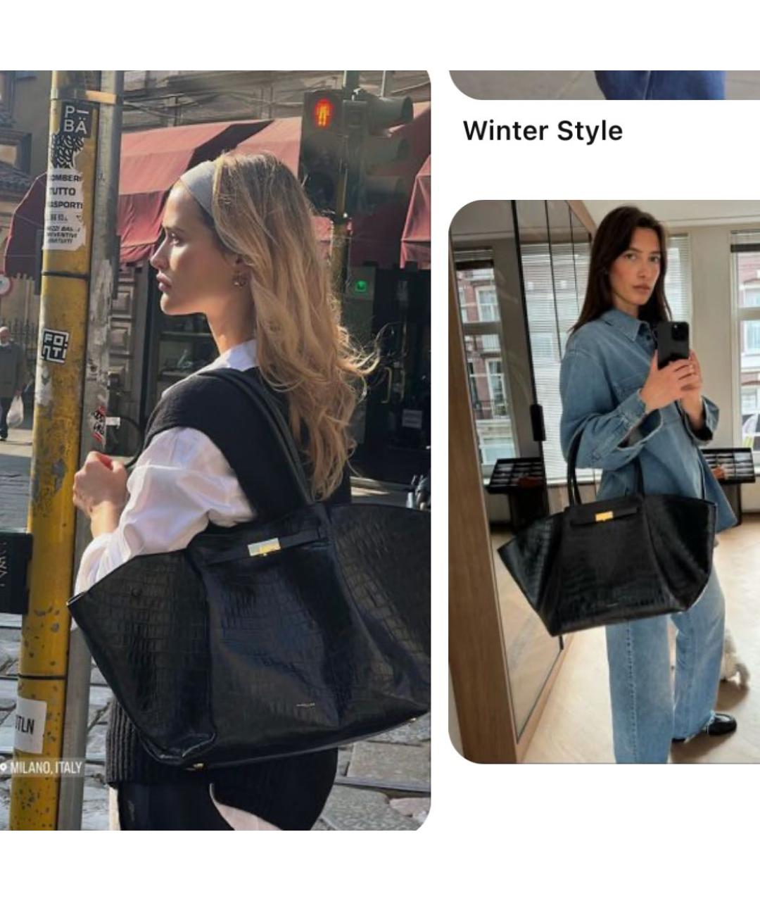 DEMELLIER Черная кожаная сумка тоут, фото 7