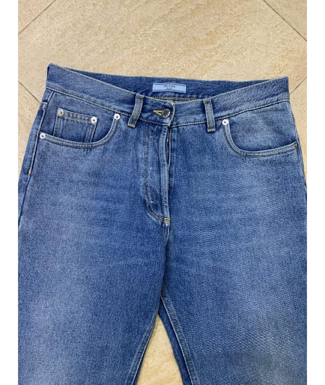 PRADA Синие хлопковые прямые джинсы, фото 3