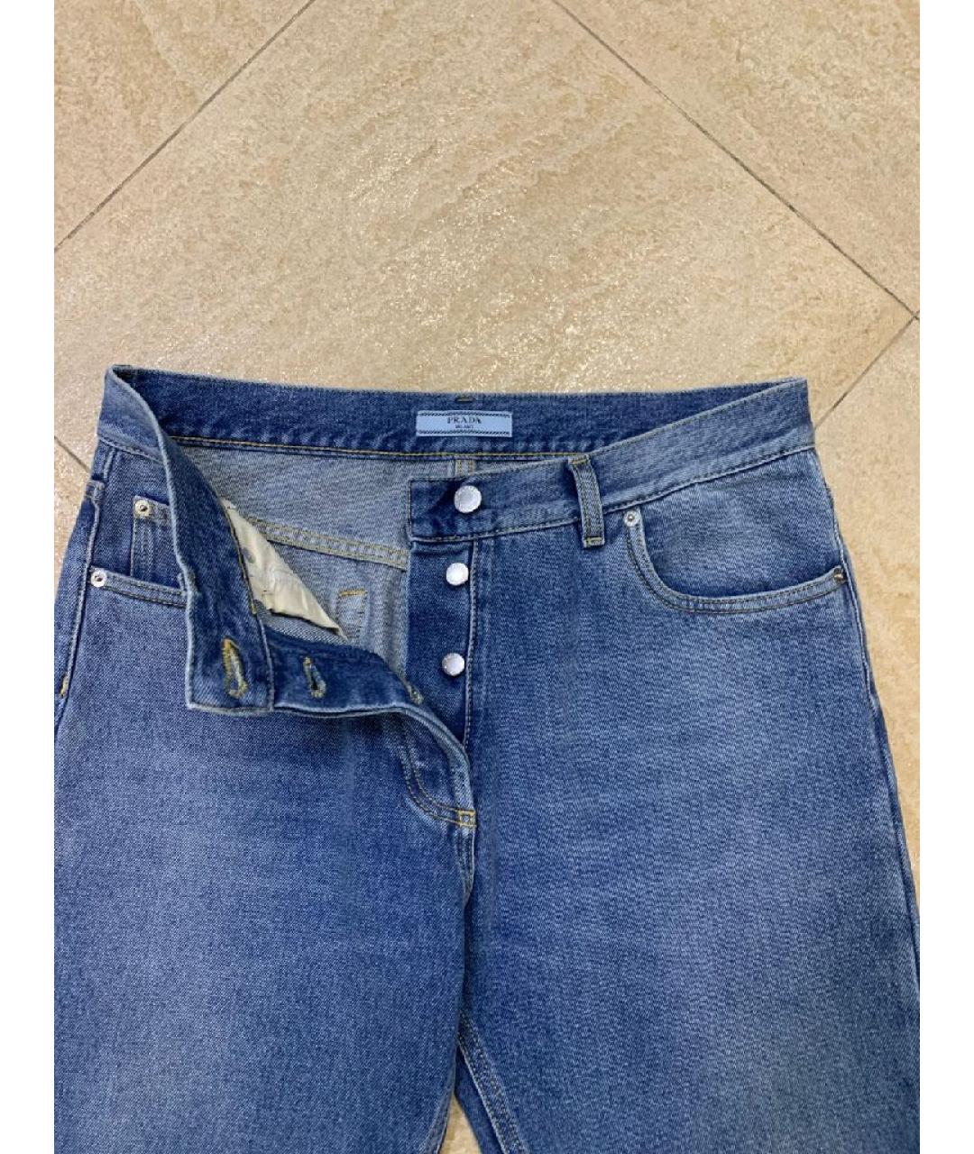 PRADA Синие хлопковые прямые джинсы, фото 4