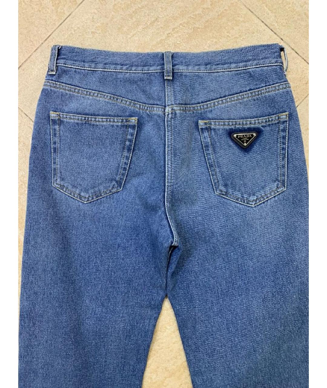PRADA Синие хлопковые прямые джинсы, фото 7