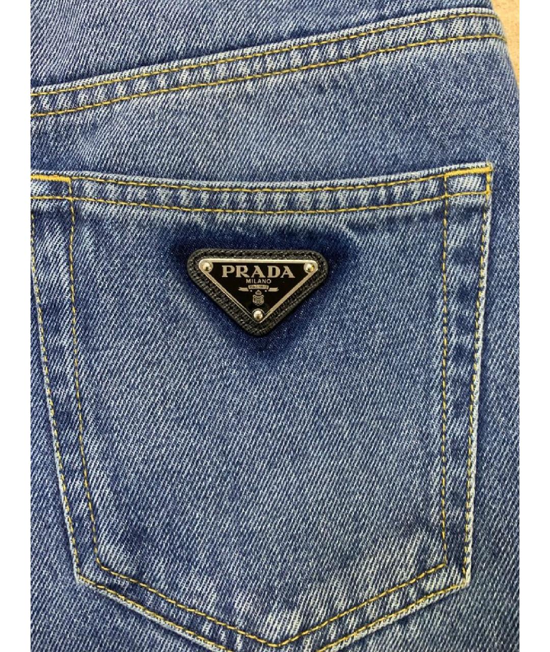 PRADA Синие хлопковые прямые джинсы, фото 8