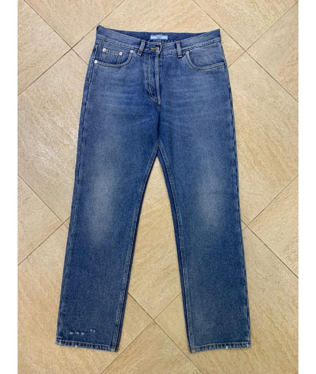 PRADA Синие хлопковые прямые джинсы, фото 10